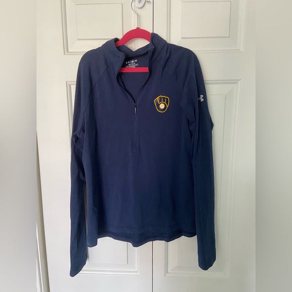 MLB Tops - women’s milwaukee brewers pullover MLB half zip